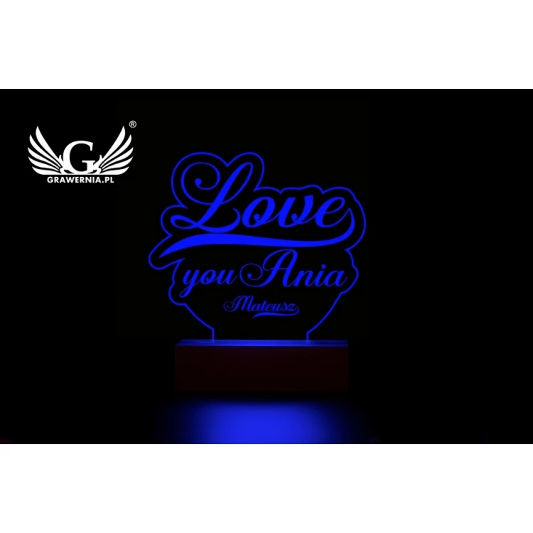 Lampa LED RGB sterowana z pilota - Love - walentynki L3D003