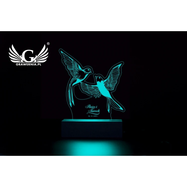 Lampa LED RGB sterowana z pilota - Prezent dla Pary Młodej - L3D004