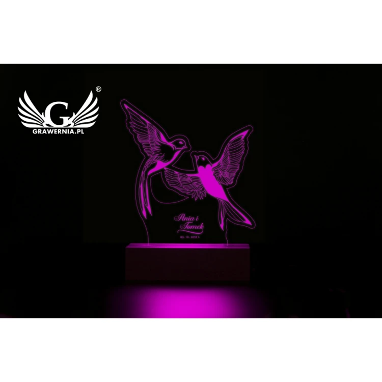 Lampa LED RGB sterowana z pilota - Prezent dla Pary Młodej - L3D004