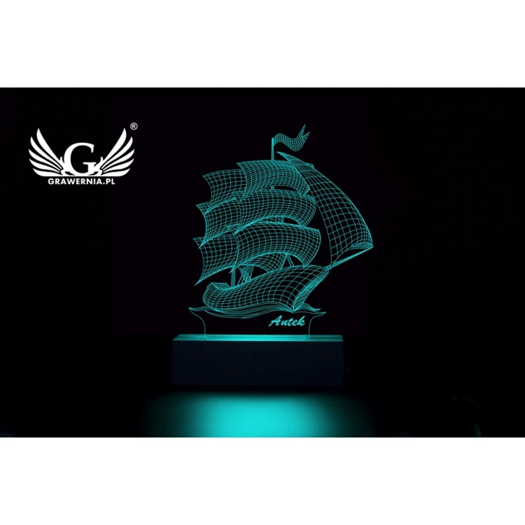Lampa LED RGB sterowana z pilota - Statek - L3D005