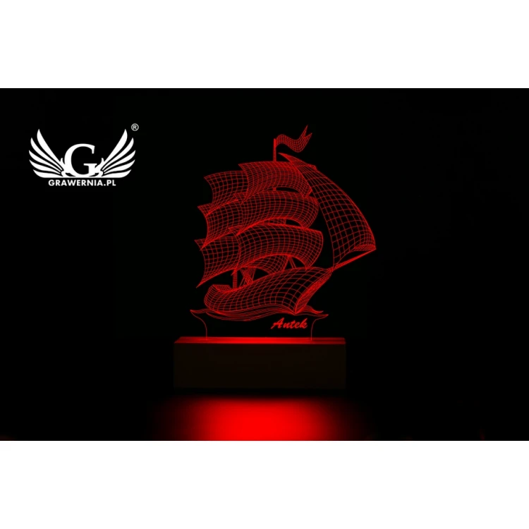 Lampa LED RGB sterowana z pilota - Statek - L3D005