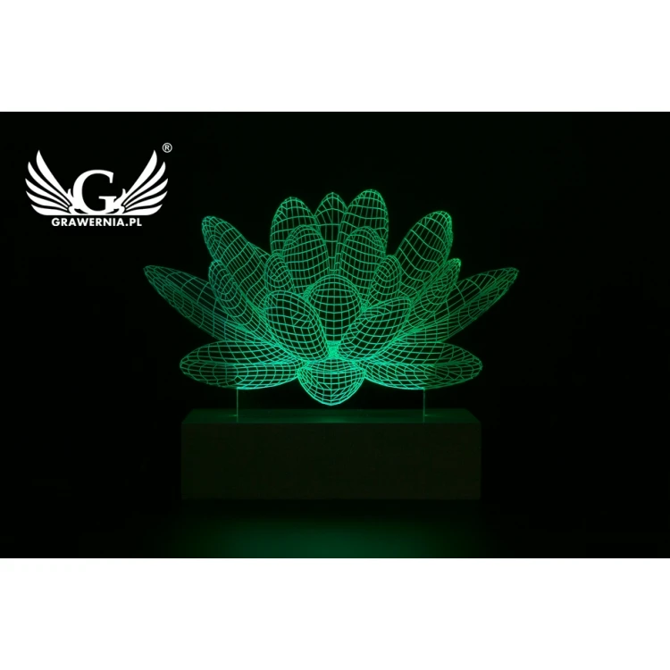 Kwiat Lotosu - Lampa 3D LED RGB sterowana z pilota - L3D007