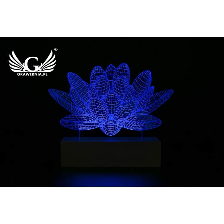 Kwiat Lotosu - Lampa 3D LED RGB sterowana z pilota - L3D007