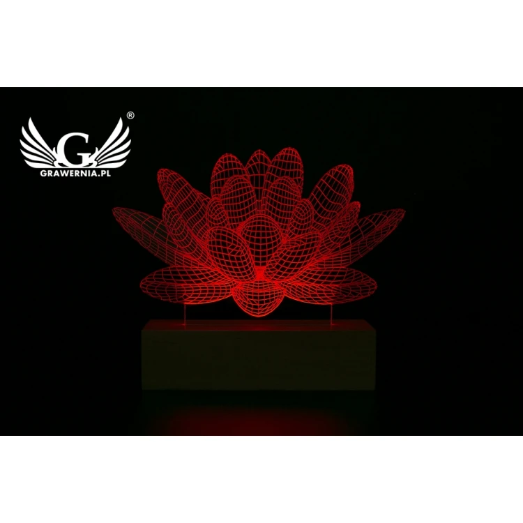 Kwiat Lotosu - Lampa 3D LED RGB sterowana z pilota - L3D007