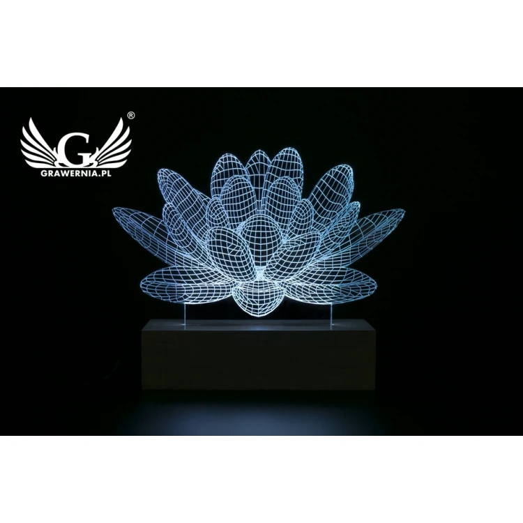 Kwiat Lotosu - Lampa 3D LED RGB sterowana z pilota - L3D007