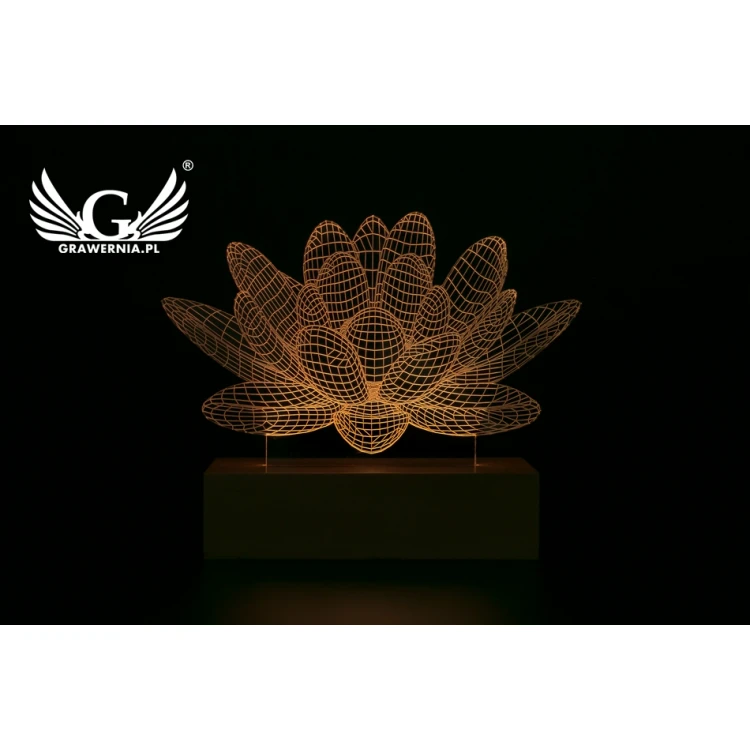 Kwiat Lotosu - Lampa 3D LED RGB sterowana z pilota - L3D007