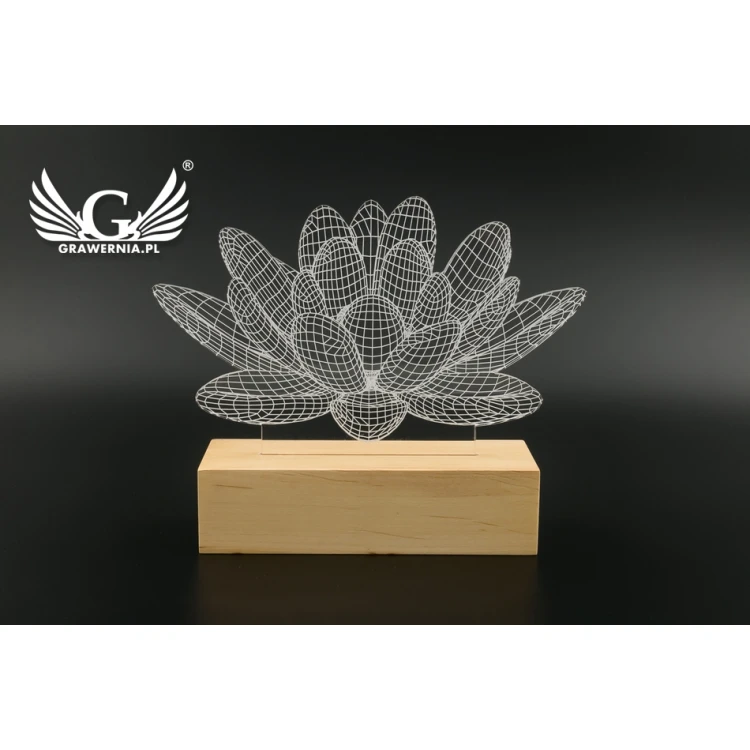Kwiat Lotosu - Lampa 3D LED RGB sterowana z pilota - L3D007
