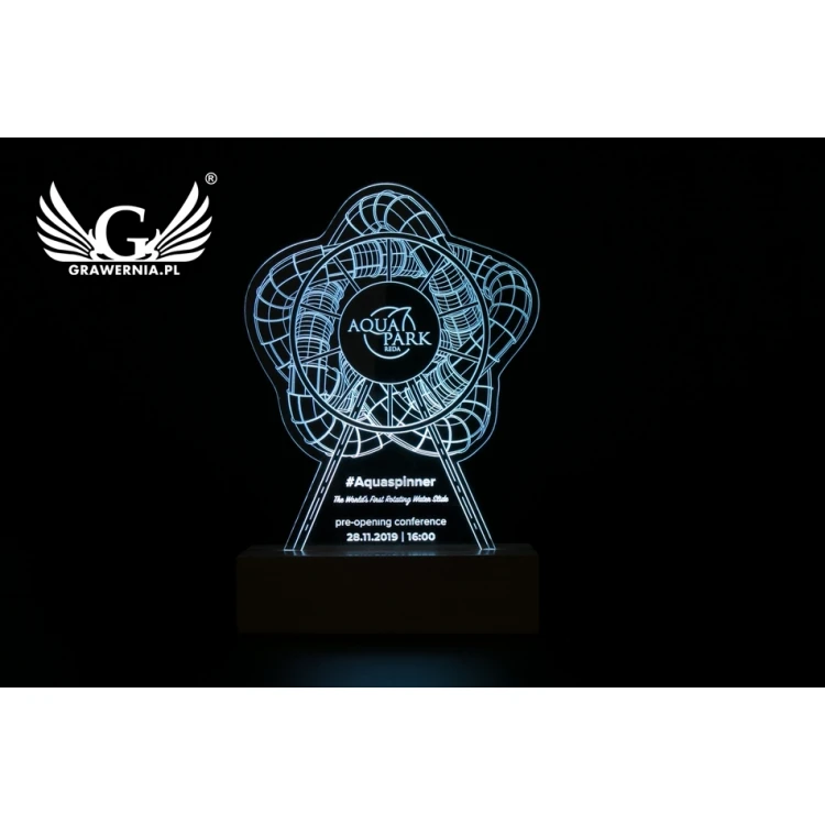 Lampa 3D LED RGB z dowolnym logotypem - sterowana z pilota - L3D020