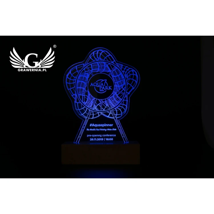 Lampa 3D LED RGB z dowolnym logotypem - sterowana z pilota - L3D020