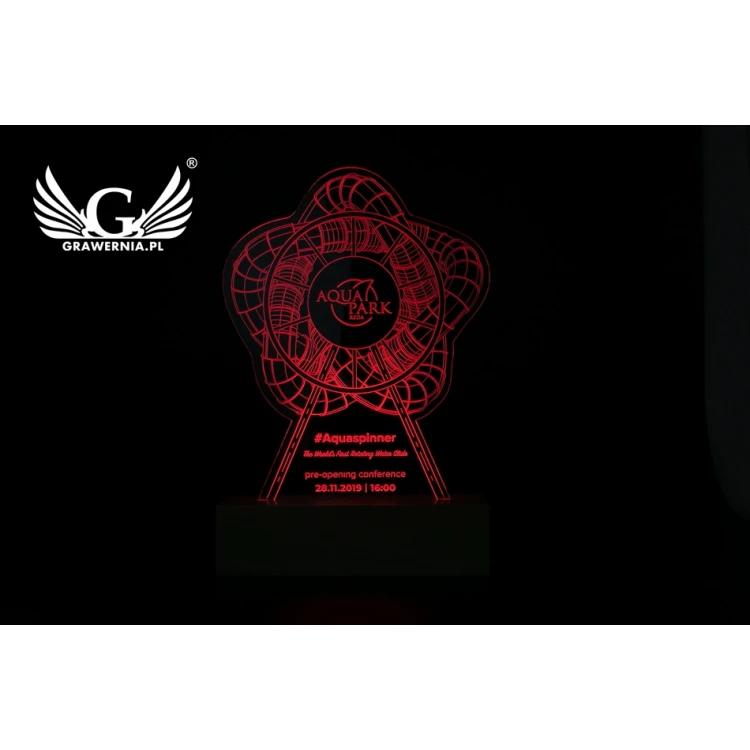 Lampa 3D LED RGB z dowolnym logotypem - sterowana z pilota - L3D020