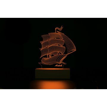 Lampa LED RGB sterowana z pilota - Statek - L3D005