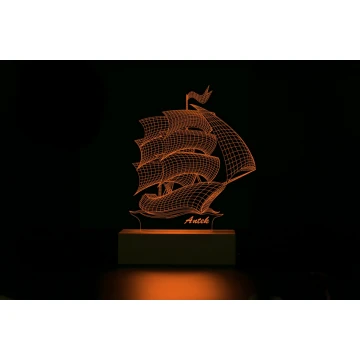 Lampa LED RGB sterowana z pilota - Statek - L3D005