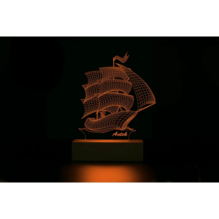 Lampa LED RGB sterowana z pilota - Statek - L3D005