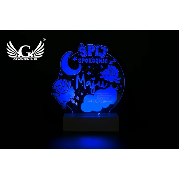Prezent na Baby Shower - Lampa LED RGB sterowana z pilota - Śpij spokojnie - L3D006