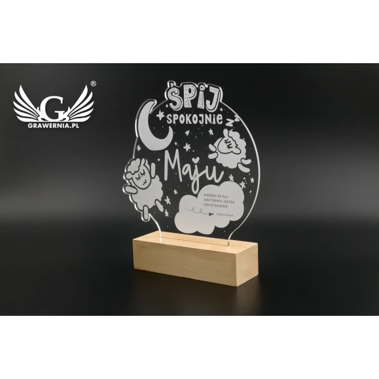 Prezent na Baby Shower - Lampa LED RGB sterowana z pilota - Śpij spokojnie - L3D006
