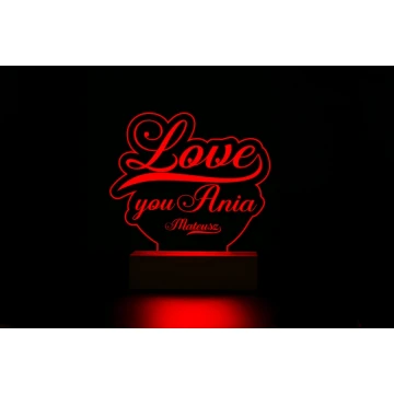 Lampa LED RGB sterowana z pilota - Love - walentynki L3D003