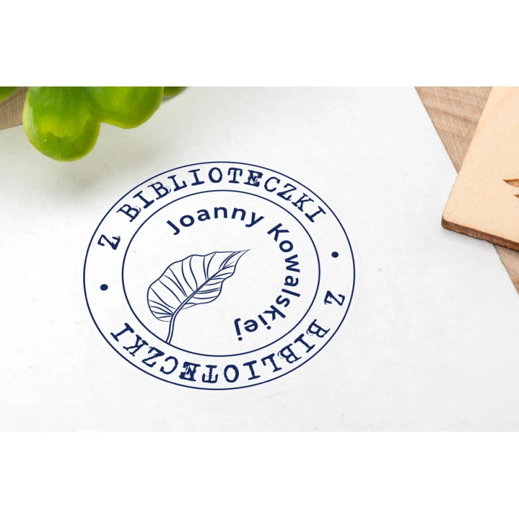 Stempel Ex Libris do odbijania w tuszu - Liść - średnica gryfu 40mm - EX006