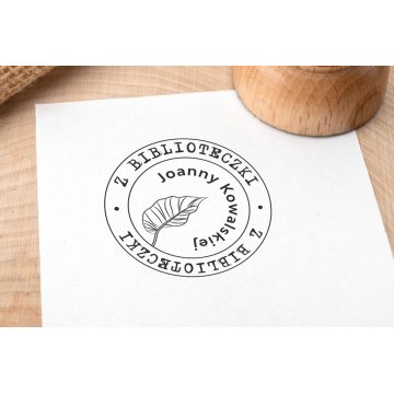 Stempel Ex Libris do odbijania w tuszu - Liść - średnica gryfu 40mm - EX006