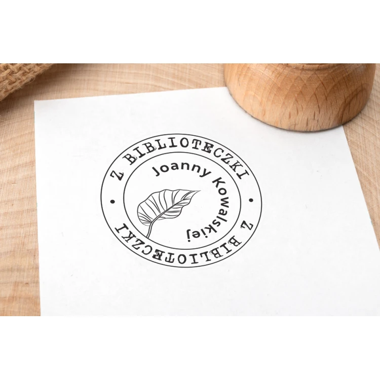 Stempel Ex Libris do odbijania w tuszu - Liść - średnica gryfu 40mm - EX006