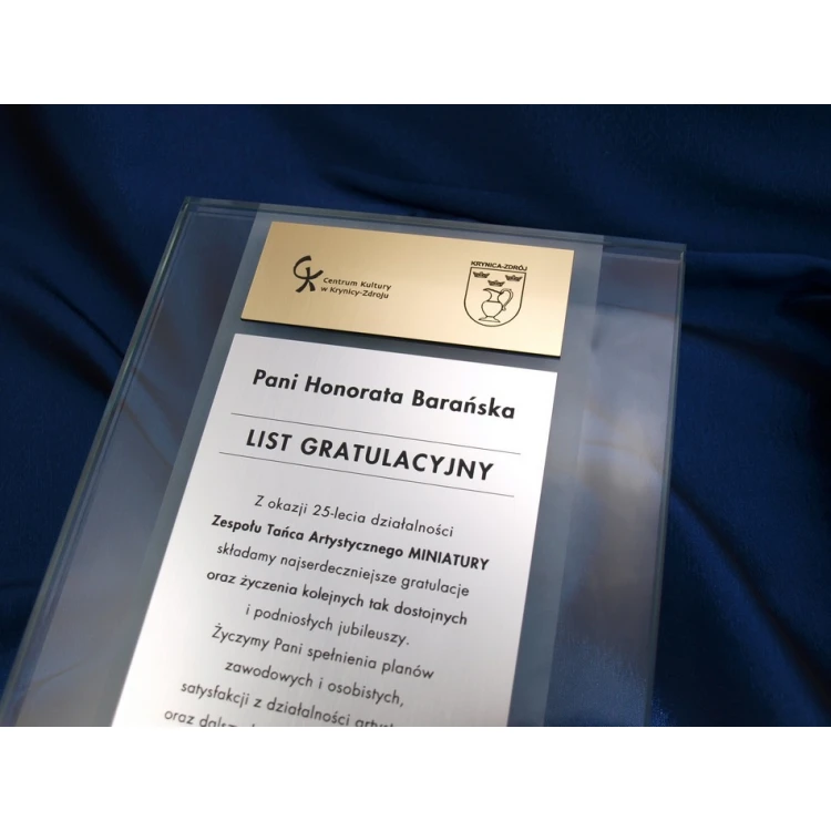 LIST GRATULACYJNY ZE SZKŁA - DSZ017