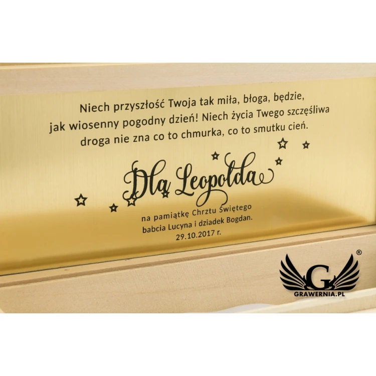 ŁYŻECZKA NA CHRZEST z grawerem - ZEGAR DUŻY - Pamiątka Chrztu Świętego - wzór SRB022