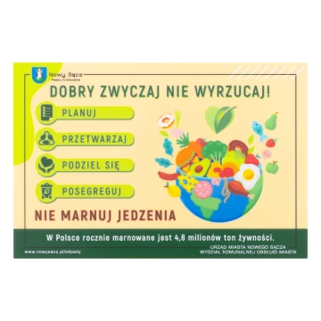 Magnes na lodówkę - nie marnuj jedzenia - wym. 150x100mm - MGN025