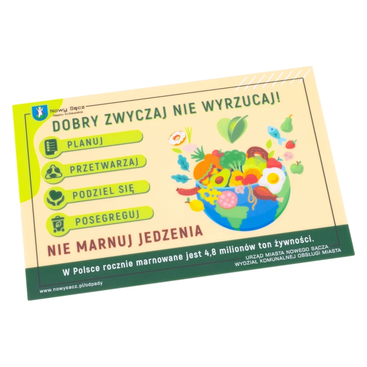Magnes na lodówkę - nie marnuj jedzenia - wym. 150x100mm - MGN025