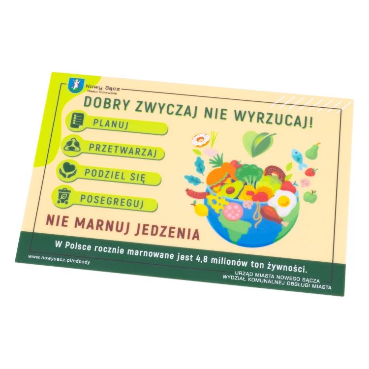 Magnes na lodówkę - nie marnuj jedzenia - wym. 150x100mm - MGN025