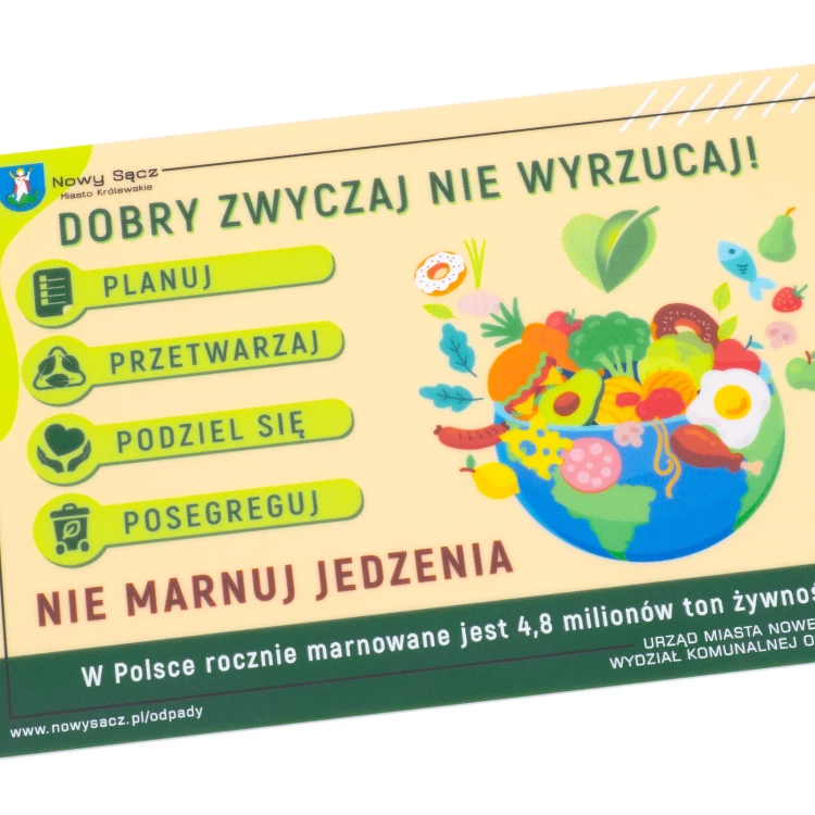 Magnes na lodówkę - nie marnuj jedzenia - wym. 150x100mm - MGN025