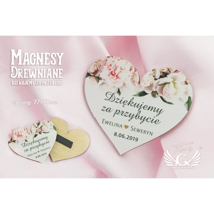 Magnesy drewniane - podziękowanie dla gości - kolorowy druk UV - MGN015
