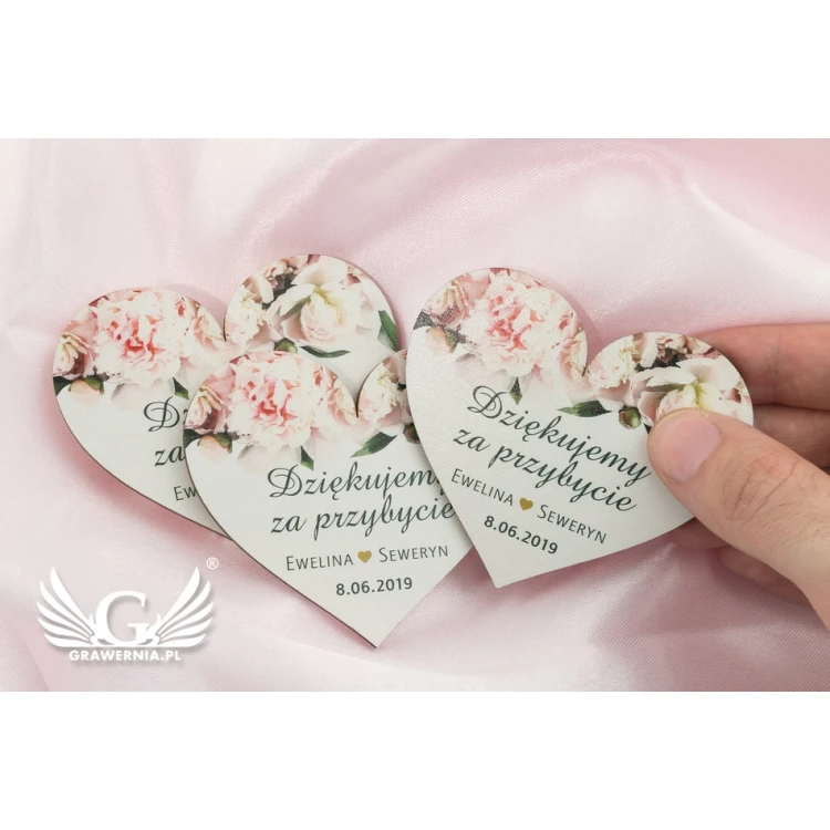 Magnesy drewniane - podziękowanie dla gości - kolorowy druk UV - MGN015