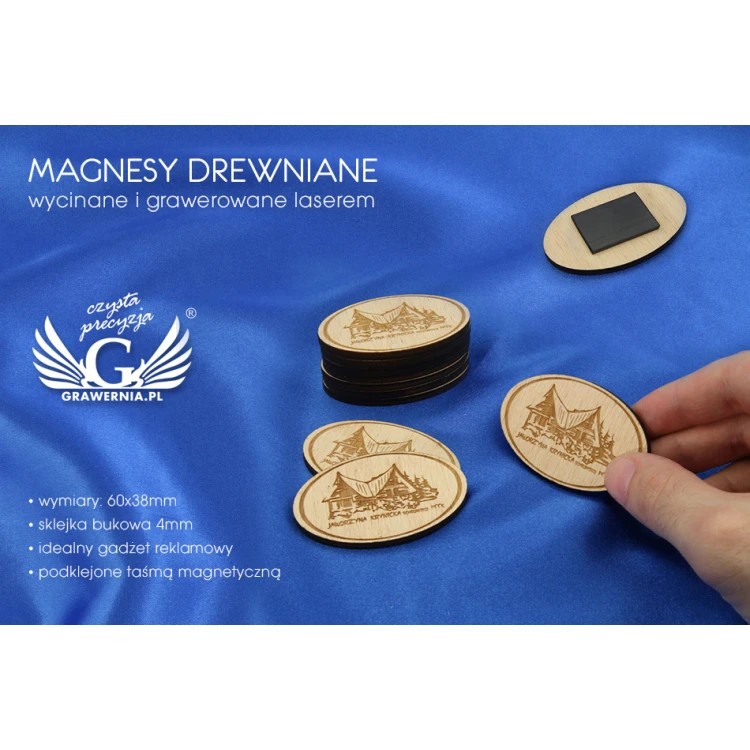 Magnesy drewniane z dowolnym grawerem