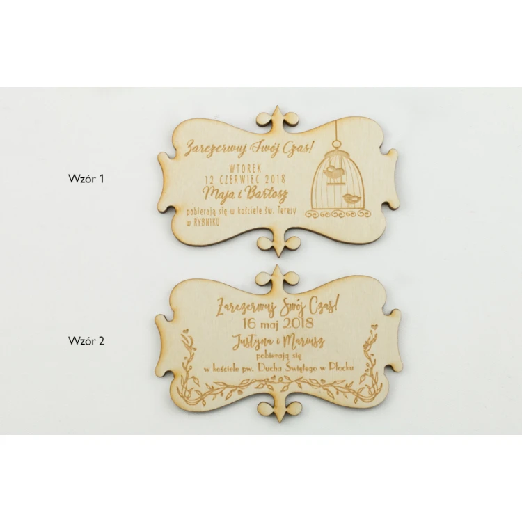 Magnesy drewniane zarezerwuj czas - grawerowane laserem - MGN006