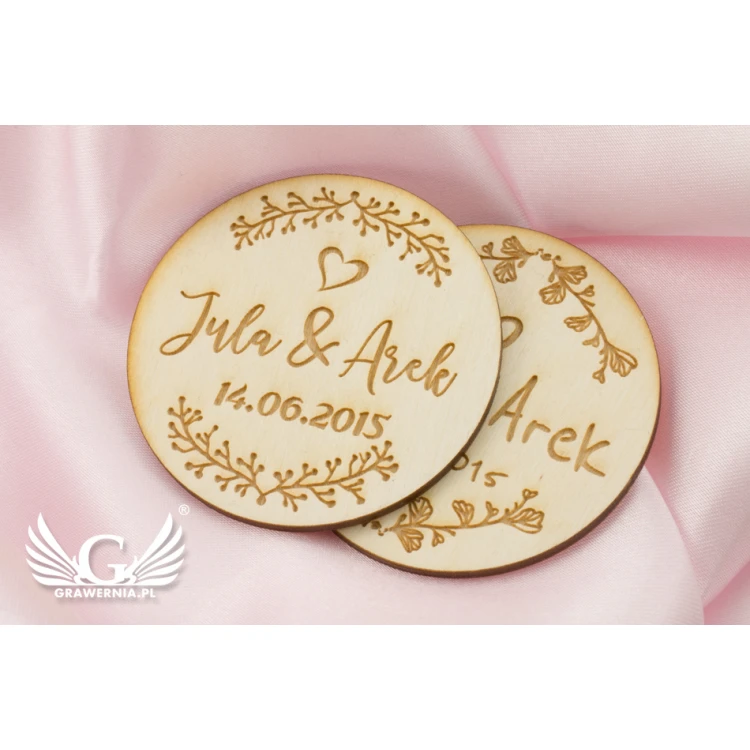 Magnesy drewniane zarezerwuj czas - grawerowane laserem - MGN008