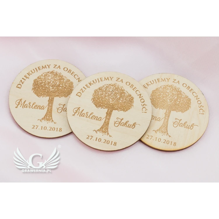 Magnesy drewniane zarezerwuj czas - grawerowane laserem - MGN011