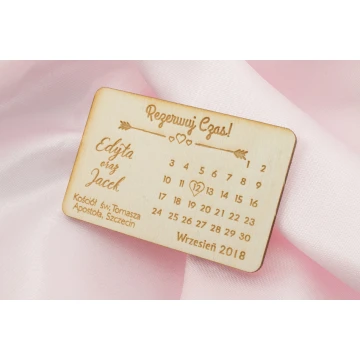 Magnesy drewniane zarezerwuj czas - grawerowane laserem - MGN005