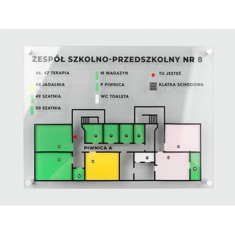 Mały plan tyflograficzny z pismem Braille'a - plexi i ADA - wym: 430x320mm - TAB528