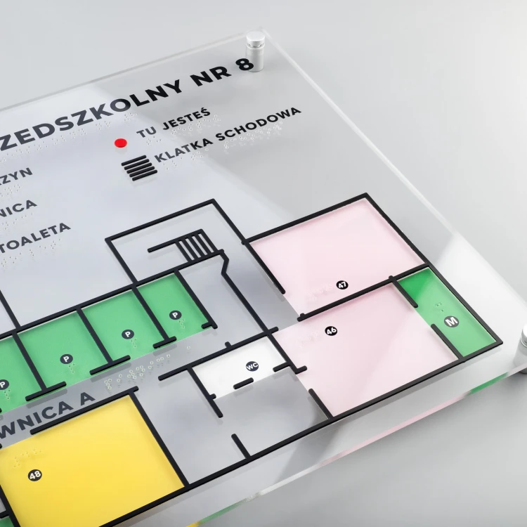 Mały plan tyflograficzny z pismem Braille'a - plexi i ADA - wym: 430x320mm - TAB528