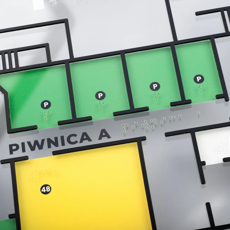 Mały plan tyflograficzny z pismem Braille'a - plexi i ADA - wym: 430x320mm - TAB528