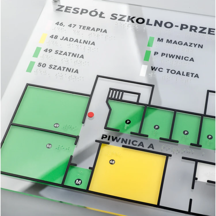 Mały plan tyflograficzny z pismem Braille'a - plexi i ADA - wym: 430x320mm - TAB528