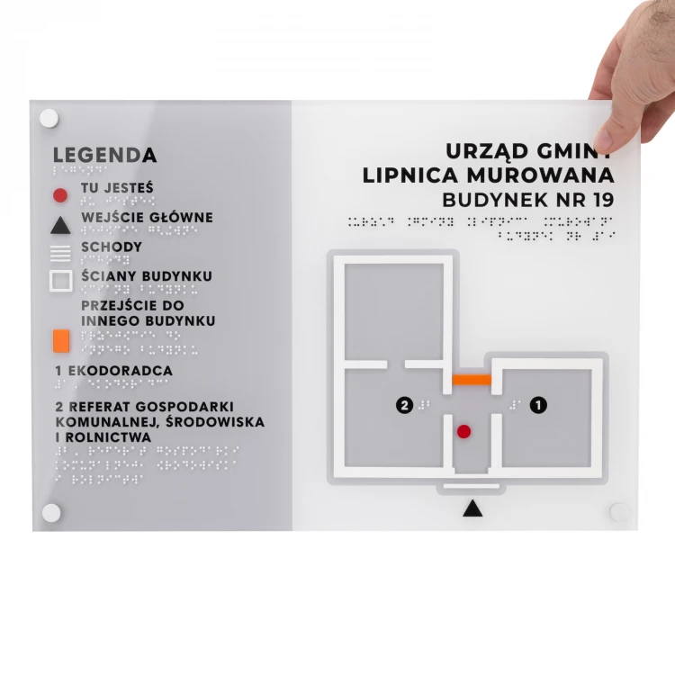 Mały plan tyflograficzny z pismem Braille'a - plexi i ADA - wym: 420x297mm - TAB534