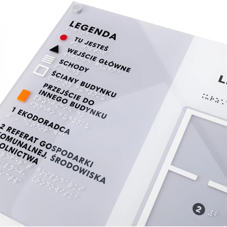 Mały plan tyflograficzny z pismem Braille'a - plexi i ADA - wym: 420x297mm - TAB534