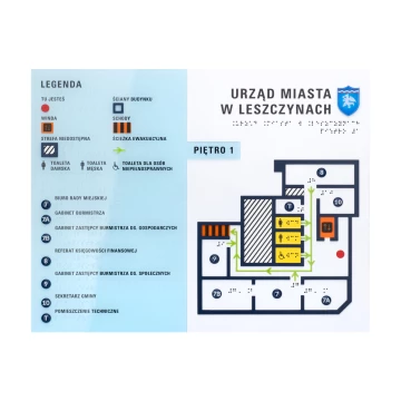 Mały plan tyflograficzny z pismem Braille'a - plexi, ADA i laminat - wym: 445x350mm - TAB552