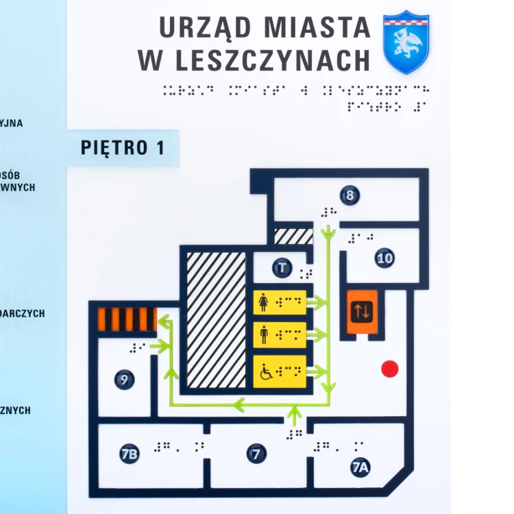 Mały plan tyflograficzny z pismem Braille'a - plexi, ADA i laminat - wym: 445x350mm - TAB552