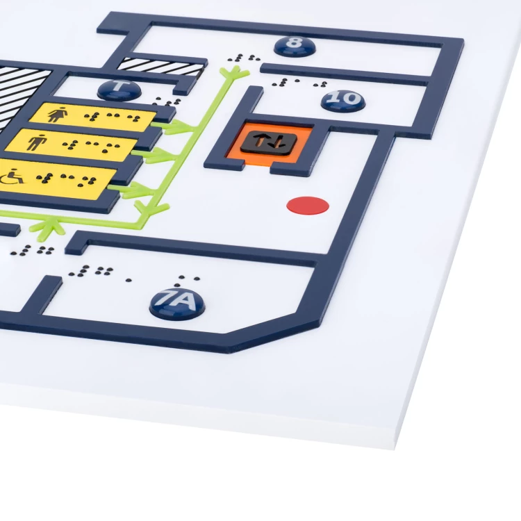 Mały plan tyflograficzny z pismem Braille'a - plexi, ADA i laminat - wym: 445x350mm - TAB552