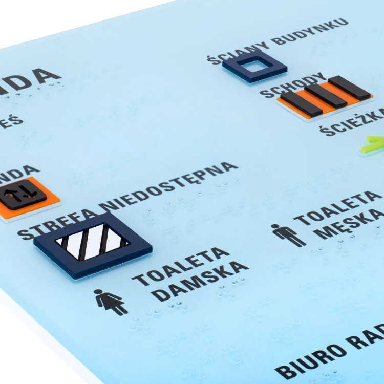 Mały plan tyflograficzny z pismem Braille'a - plexi, ADA i laminat - wym: 445x350mm - TAB552