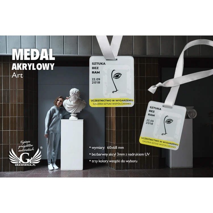 Medal akrylowy druk UV - Art - wymiary: 60x68mm - MGR071