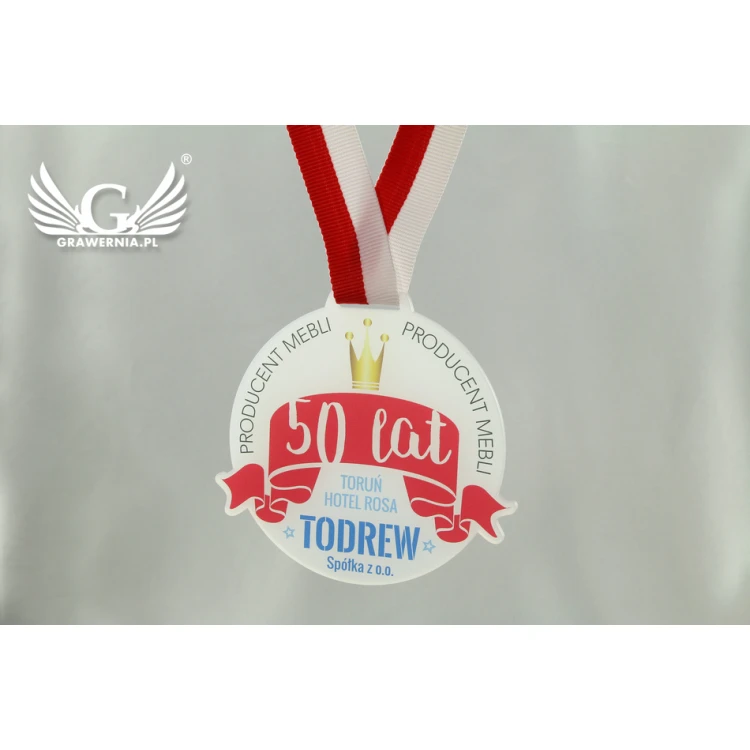 Medal z akrylu szronionego - druk UV - MAK001 - średnica 40 do 80mm