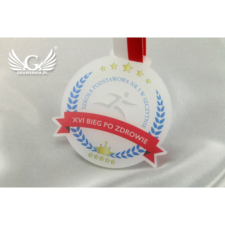 Medal z akrylu szronionego - druk UV - MAK001 - średnica 40 do 80mm