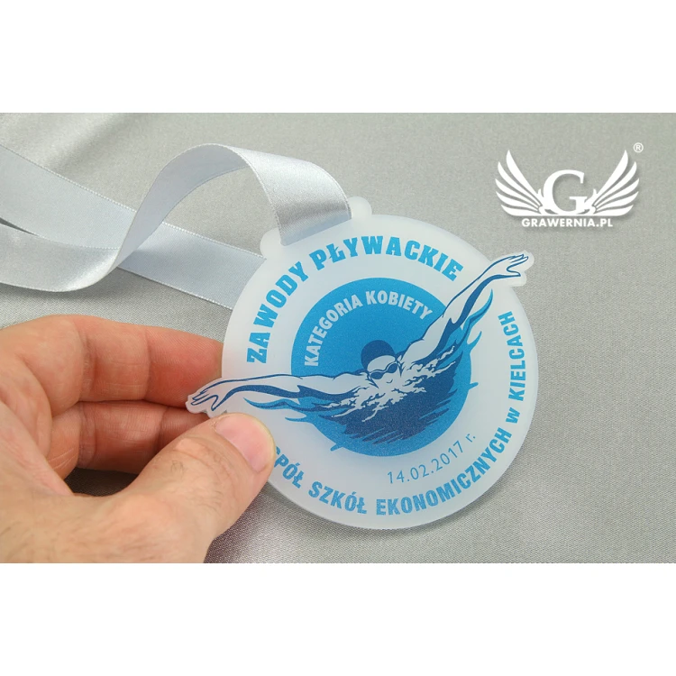 Medal z akrylu szronionego - druk UV - MAK001 - średnica 40 do 80mm